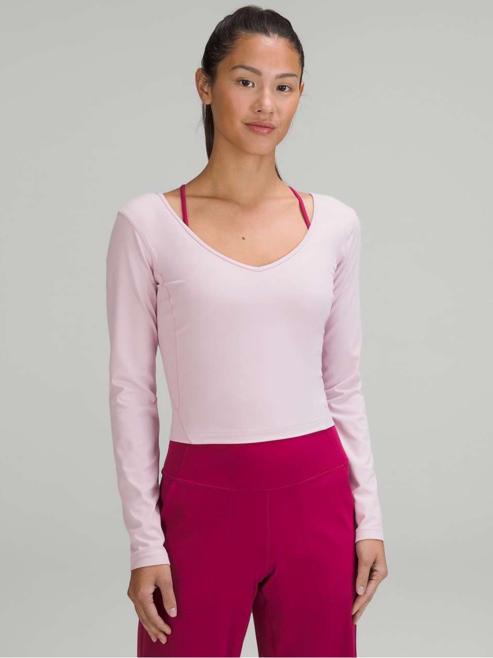 lululemon athletica Light Pink V-Neck Long Sleeve Top